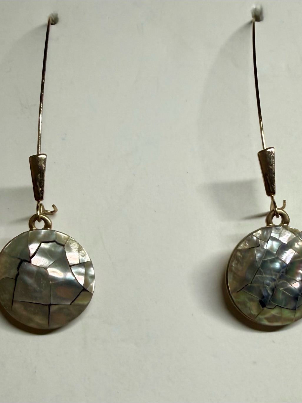 Mother-Of-Pearl Disc Drop Earrings - Iridescent Gray